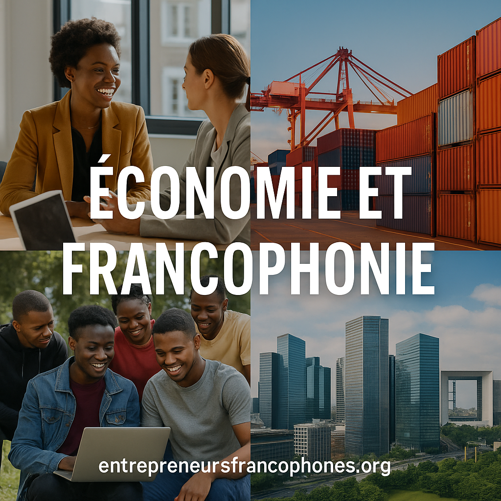 Économie et francophonie – collage de jeunes entrepreneurs, infrastructures modernes et échanges commerciaux