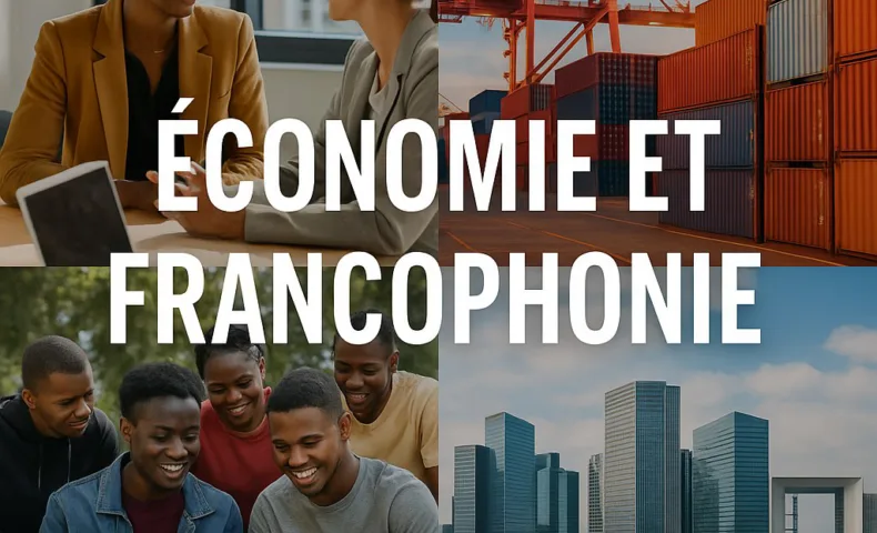 Économie et francophonie – collage de jeunes entrepreneurs, infrastructures modernes et échanges commerciaux